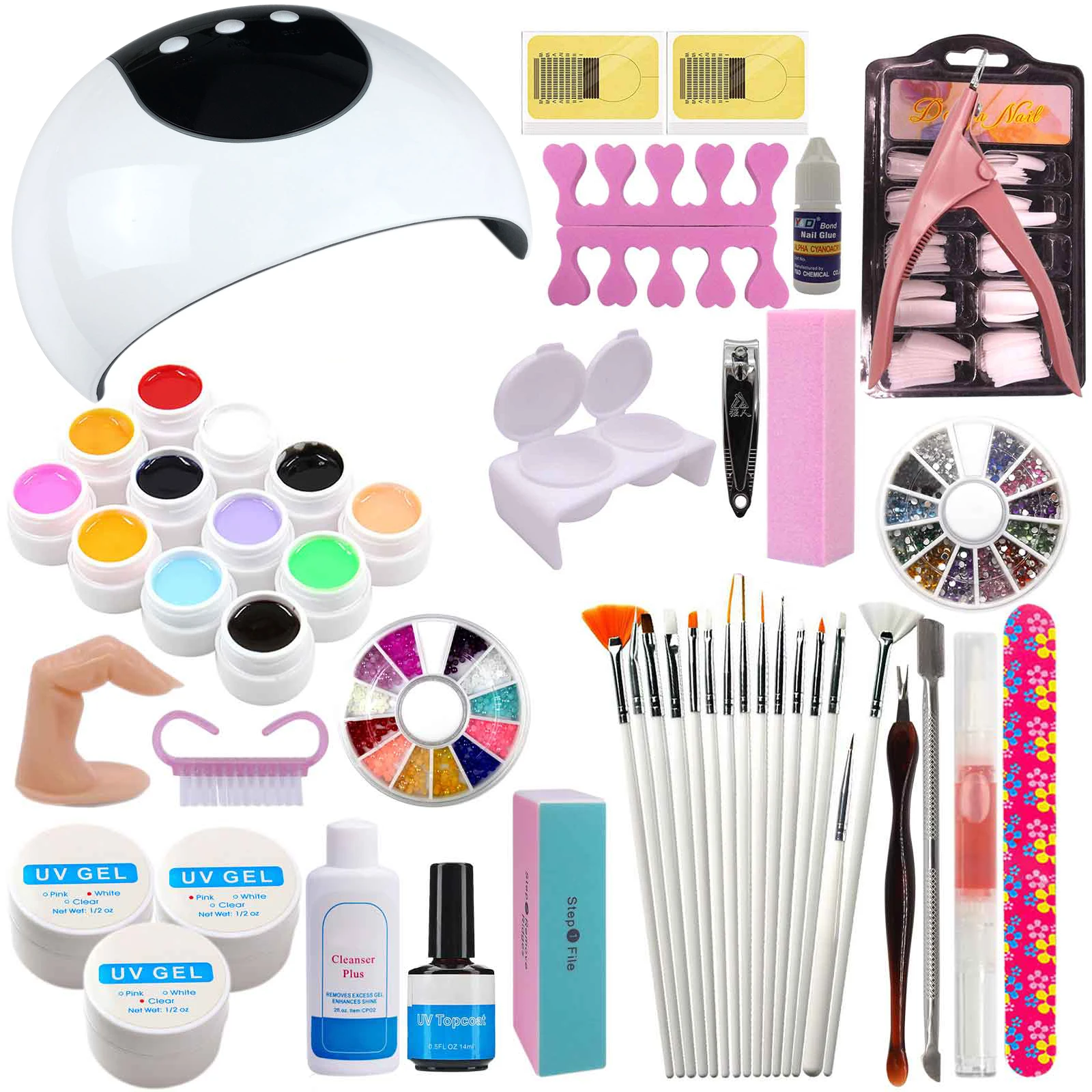 Warm Girl Builder Gel Nail Kit - 12 Colors UV Gels,Clear Pink White Nail Extension Gel Kit Strengthen Nail Art Manicure Set