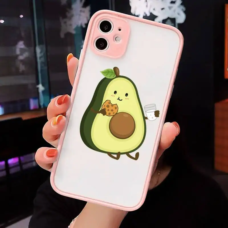 

Avocado Phone Case Pink matte transparent For iPhone 7 8 x xs xr 11 12 pro plus max mini Clear Funda
