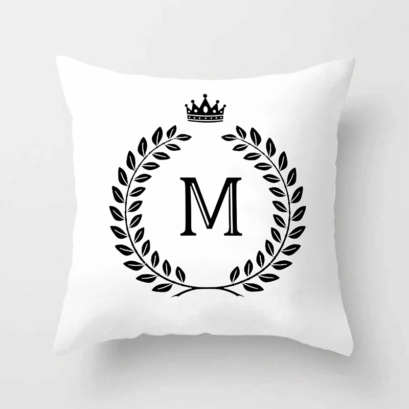 

Simple Leaves English Letter Alphabet Cushion Cover Polyester Throw Pillowcase 45*45 Sofa Home Decorative Pillow Covers 40884