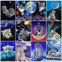 full square drill diamond painting leopard rhinestones art diamond embroidery animal cross stitch winter mosaic home decor gift