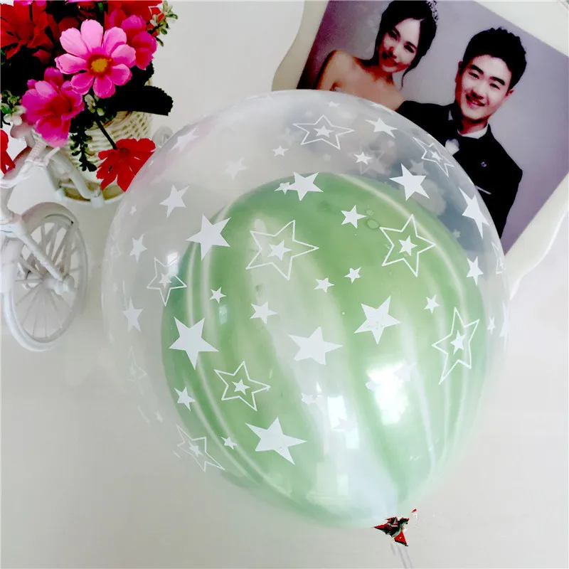 10 шт 12 Inch двойной Слои четкие звезды воздушные шары Цвета Агата Свадебные клипсы