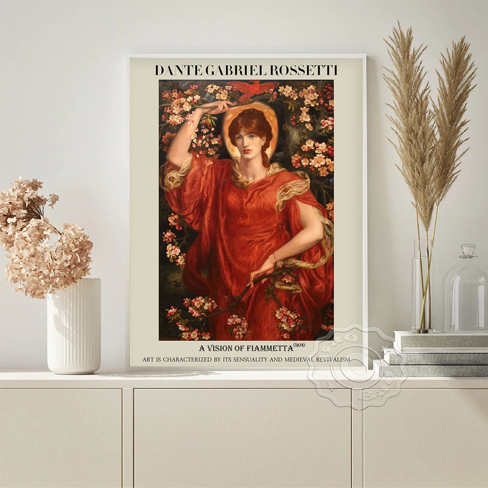 

Dante Gabriel Rossetti Exhibition Museum Poster A Vision Of Fiammetta Retro Canvas Painting Wall Art Prints Picture Home Decor