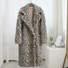 Модное женское зимнее пальто из смесовой шерсти с леопардовым принтом, теплое пуховое пальто, верхняя одежда, куртка, ветровка, пальто, пальто в Корейском стиле