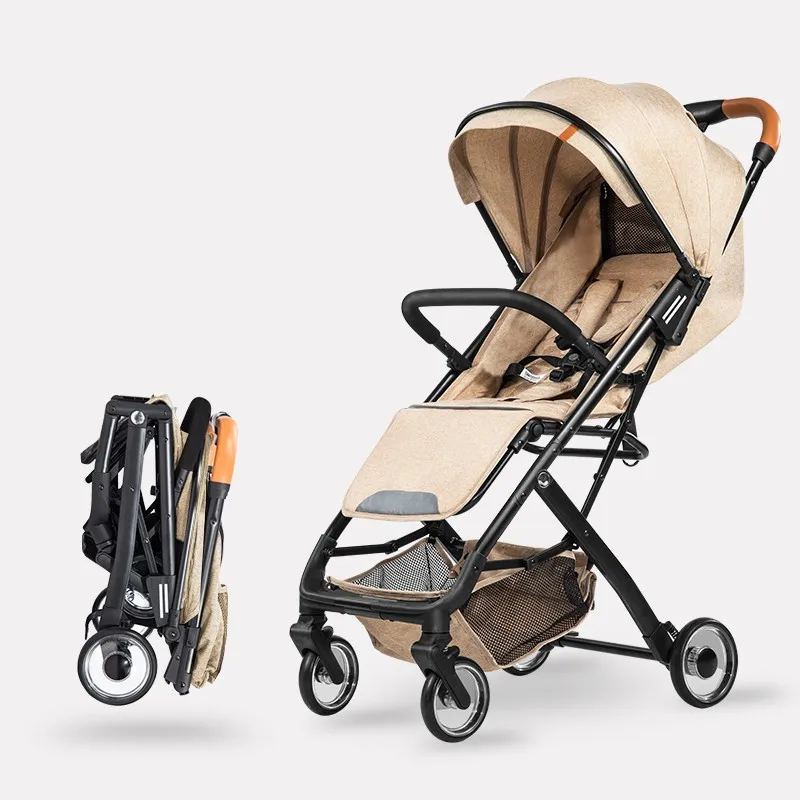 Khaki 7 кг легкая детская коляска Роскошная Горячая мама розовая коляска Складная портативная на самолете детская коляска - Цвет: Khaki