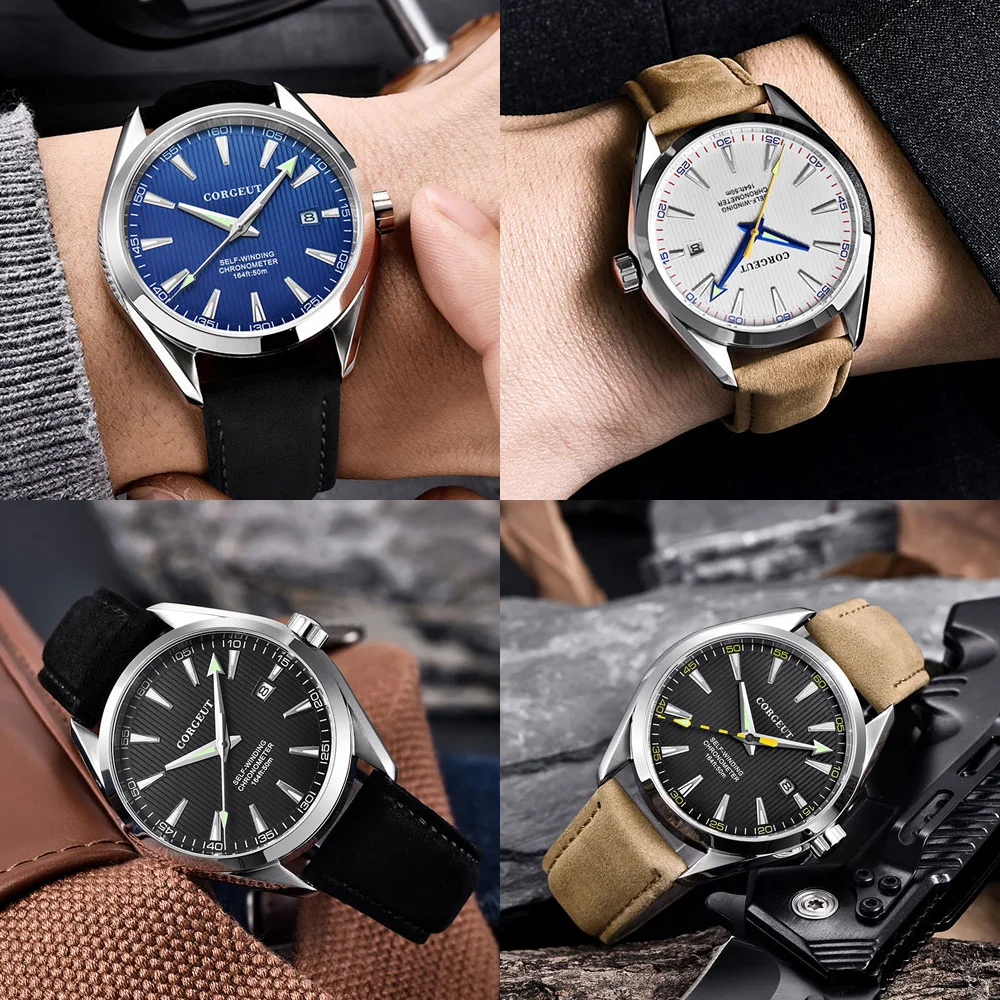 Мужские часы Топ люксовый бренд corgeut модные спортивные мужские