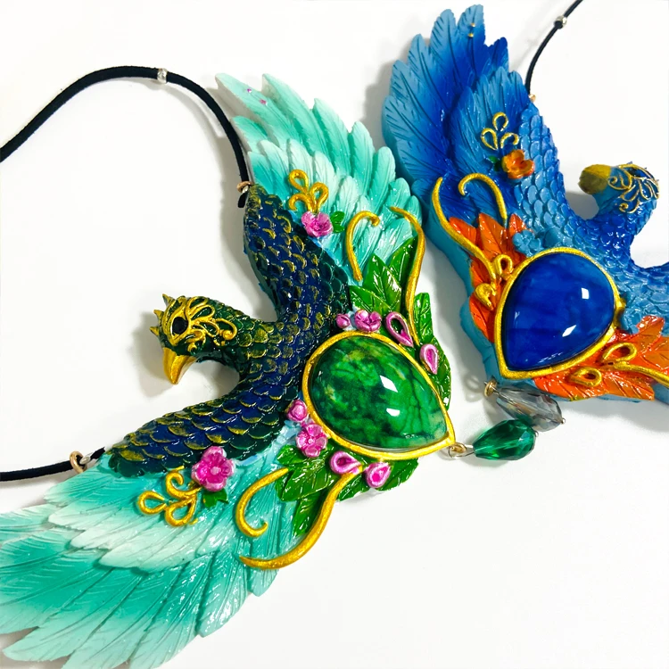 Подвеска из смолы с цветным павлином Фениксом Цветная птица украшение для стен
