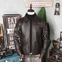cow leather clothes mens slim fit short jeans jacket used tea core two color black red brown motorcycle clothes