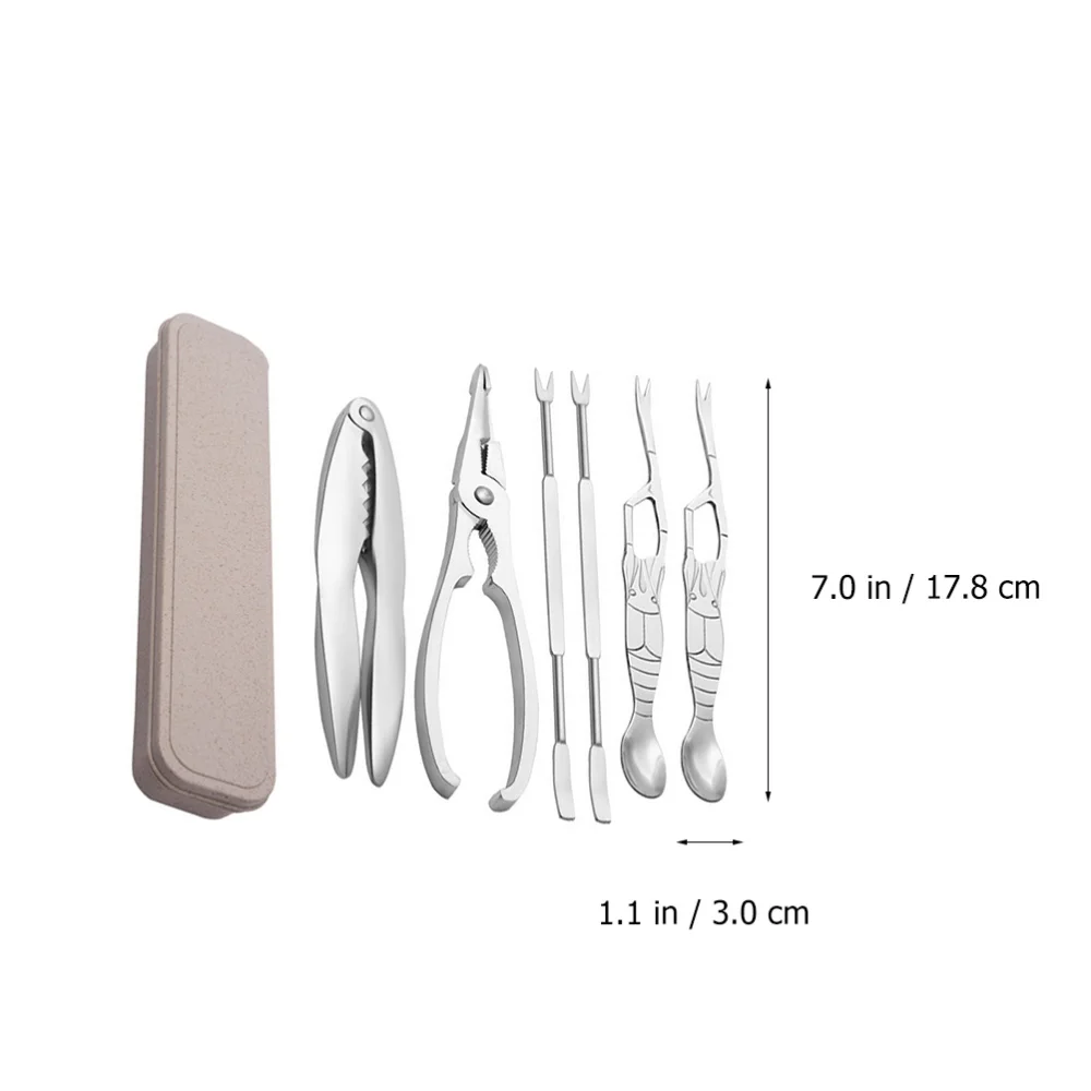 

1 Set/6pcs Stainless Steel Crab Tools Crab Peel Tools Seafood Tools with Case