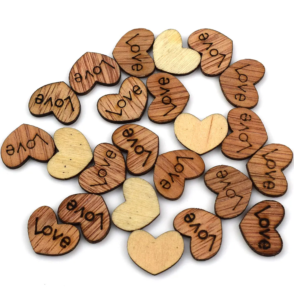 

1000PCS Love Heart Shape Wood Buttons Wooden Craft for Wedding Table Home Decor DIY Birthday Decoration Party Favor Scrapbooking