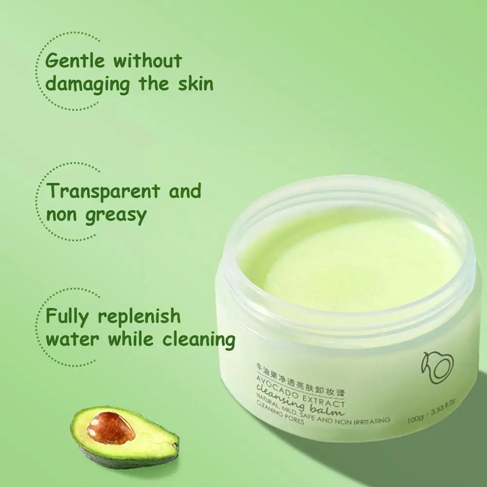 

100g Avocado Cleaning Balm Skin Face Make Up Cleansing Balm Remover Makeup Clean Cleaner Skincare Gentle Remover Pore Makeu P4Z5