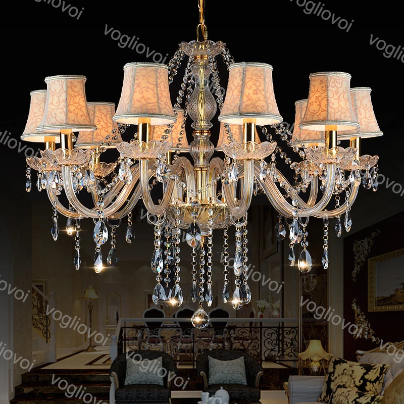 

Vogliovoi Crystal Chandelier K9 Gold Crystal E14 Hanging With Cloth Cover For Indoor Clothing Store Cafe Restaurant Bar