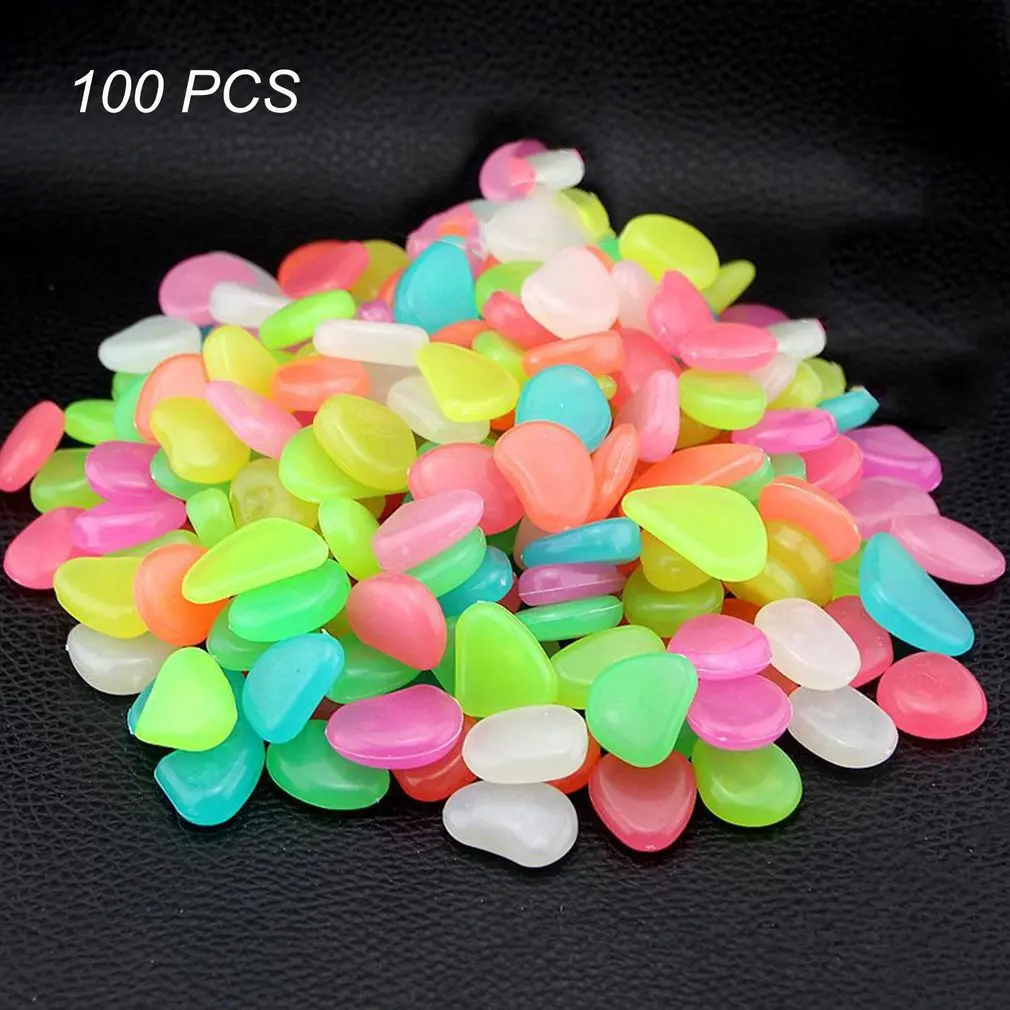 

100/200/300Pcs Glow In The Dark Stones Glowing Stones Fluorescent Bright Pebbles Luminous Stones for Aquarium Garden Decoration