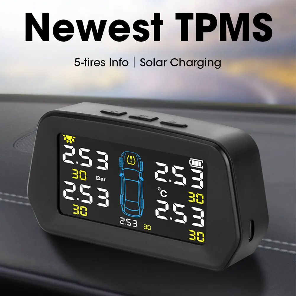 

TPMS Solar Power TPMS Car Tire Pressure Alarm Monitoring System Monitor Auto Security System Tyre Pressure Temperature Warning