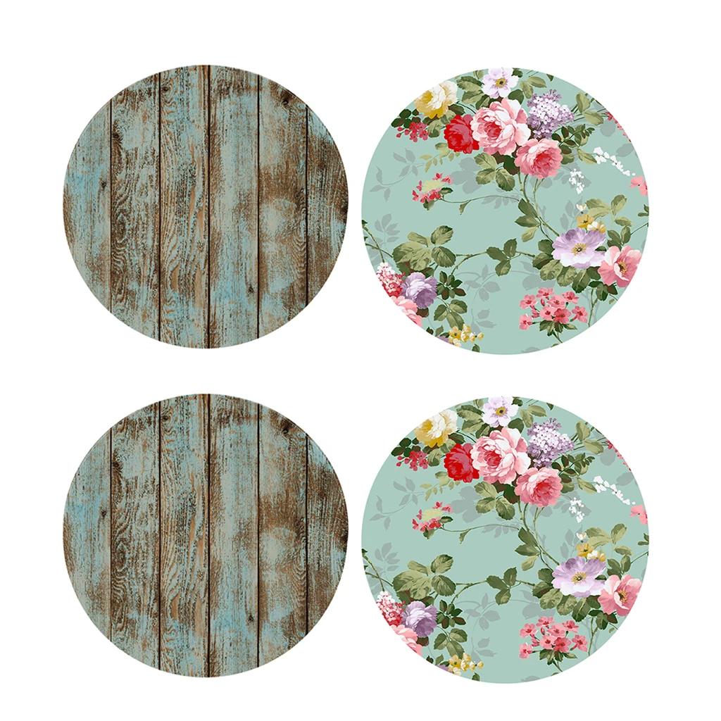 2Pcs Table Cover Round Tablecloth Floral&ampShabby Wood Pattern Reusable Polyester Home Kitchen Decoration | Дом и сад