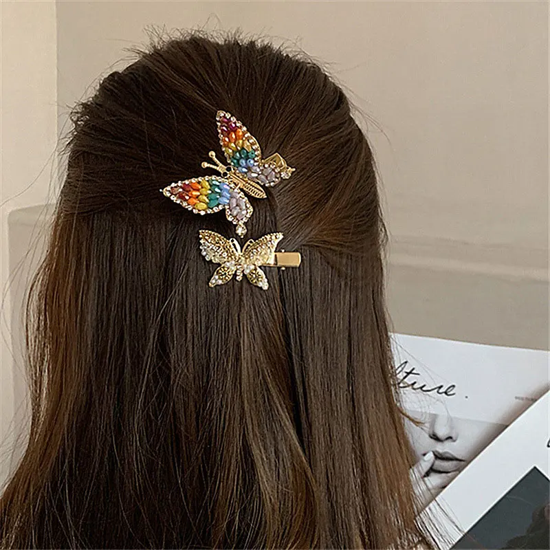 

Hot Sale Vintage Rhinestones Girl Hairpins Crystal Butterfly Hair Clip Elegant Fashionable Headwear Women Cute Beauty Hair Bands