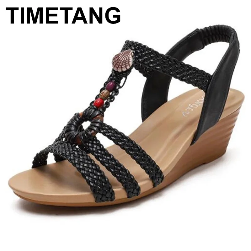 

TIMETANG36-42 обувь женские босоножки на танкетке для женщин в европейском стиле, в европейском и американском стиле; Женские повседневные сандал...