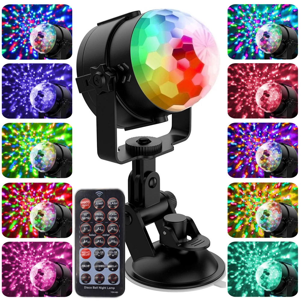 Звуковая активация Вращающийся Диско DJ шар партии стробоскоп света RGB LED