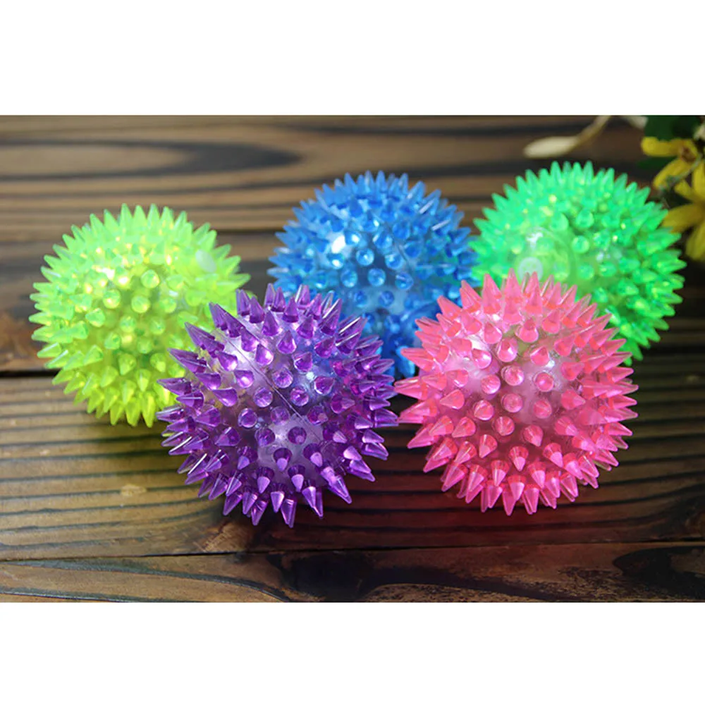 

Pet Dog Cat Luminescent Hedgehog Rubber Ball Puppy Kitten Colored Light Bell Sound Ball Fun Play Toy Training 7.5cm Pet Toys