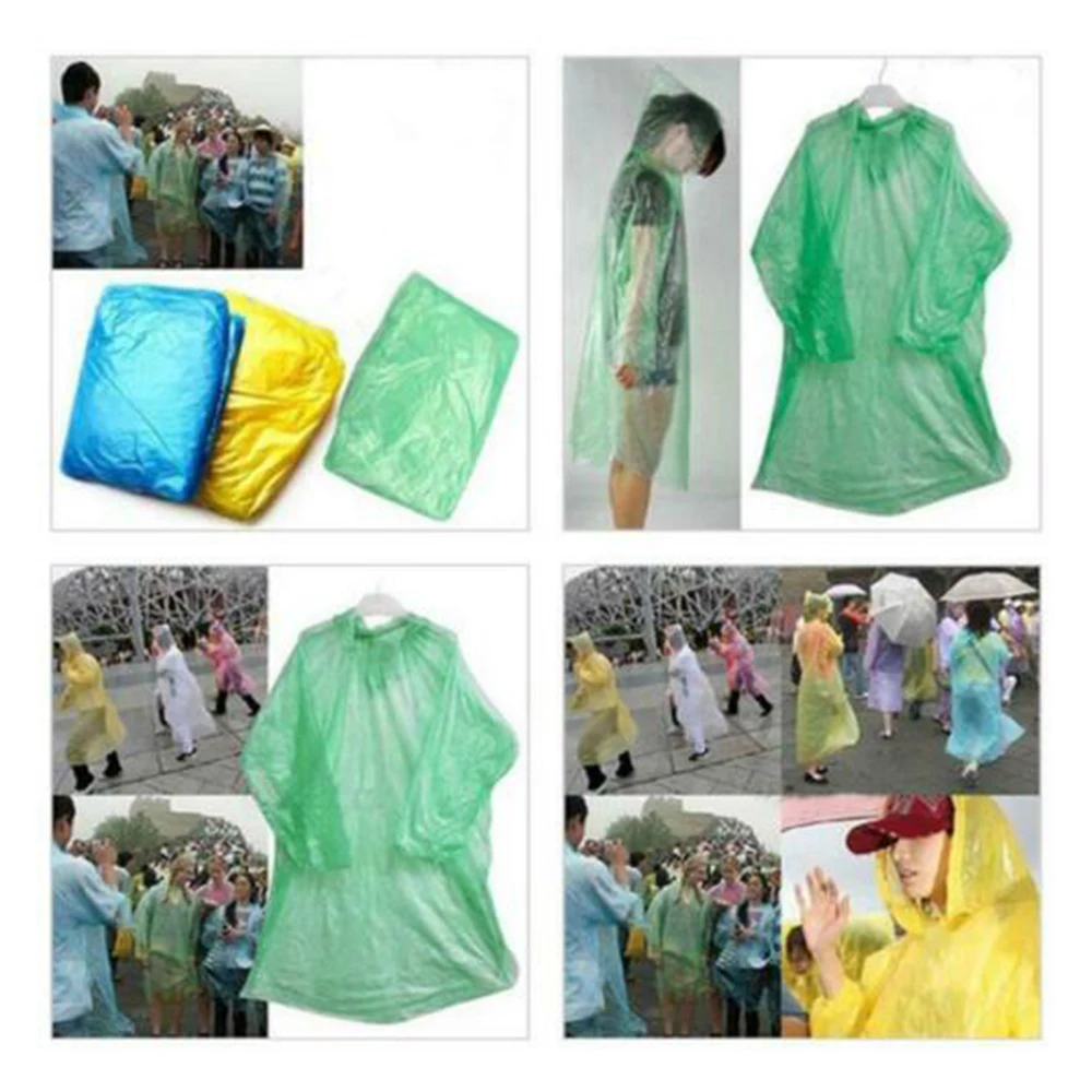 Одноразовый дождевик унисекс для взрослых 5/10 шт. непромокаемое пончо с капюшоном