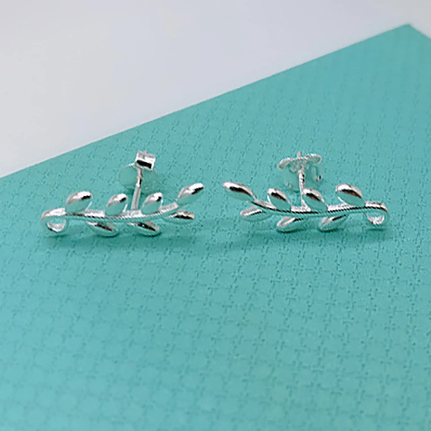 

S925 Sterling Silver Earrings For Women 1:1 Classic Olive Branch Earrings Sweet Temperament Luxury Jewelry Party Gift 2 Colors