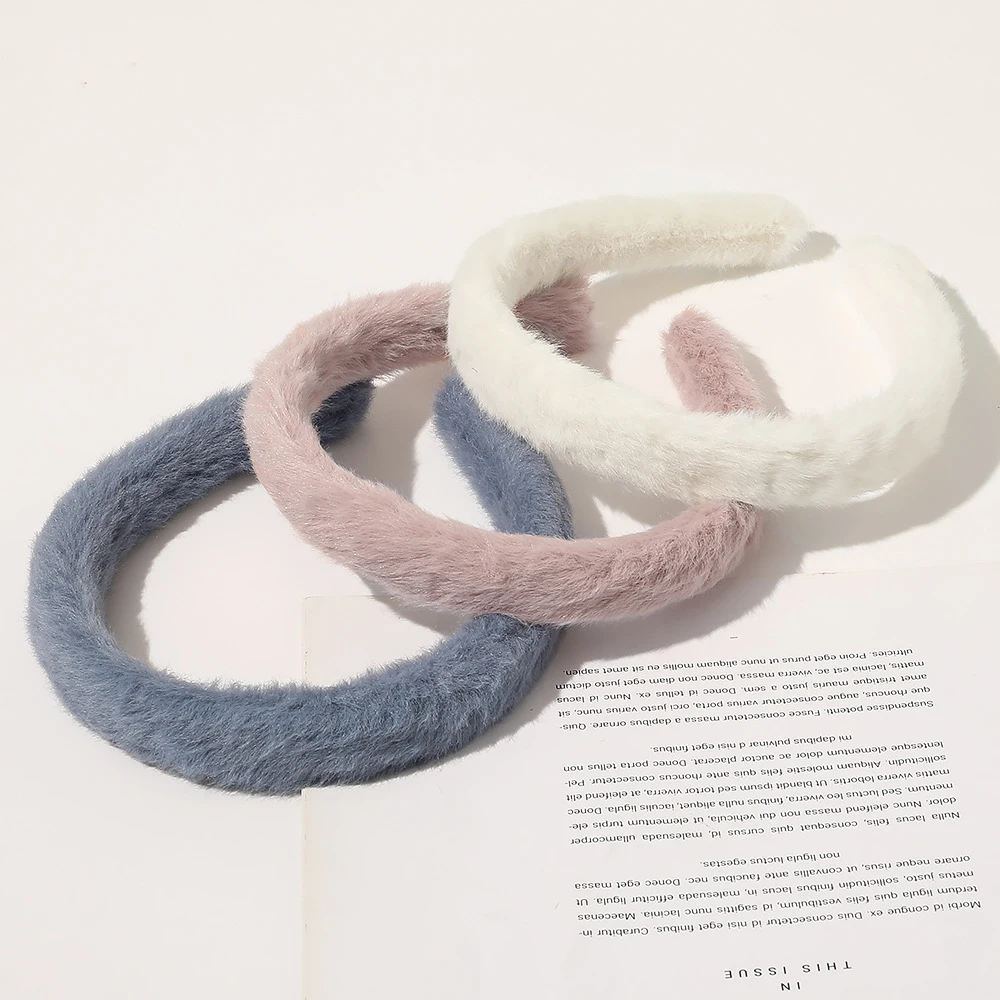 

The New Girly Sweet Candy Color Imitation Rabbit Fur Hair Hoop Headband Autumn And Winter Fur Hair Accessories Net Red Tide 1pc