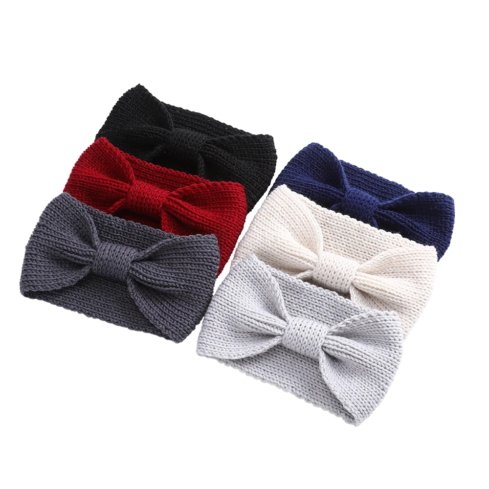 Molans однотонные вязаные повязки на голову с бантом новинка зимняя теплая вязаная