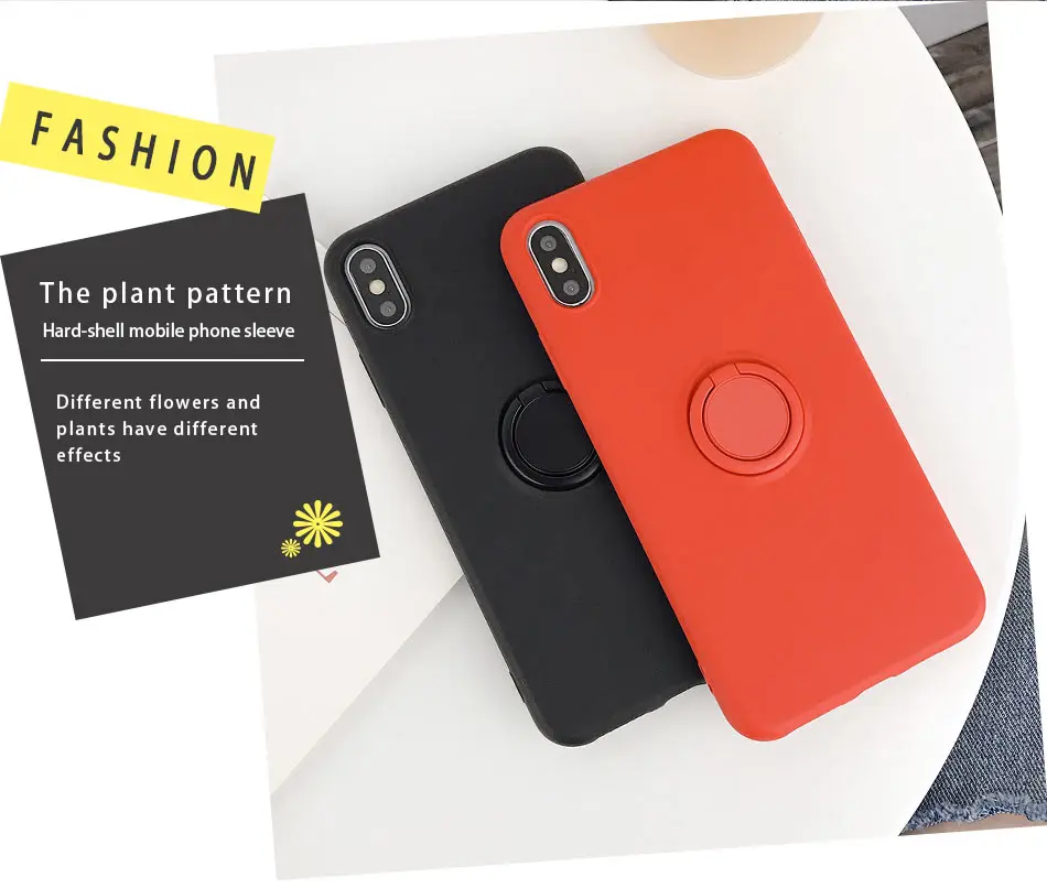 USLION силиконовый сплошной цвет с кольцом для пальцев чехол для iPhone X XS XR Xs Max 6 6S 7 8 Plus Мягкий ТПУ, конфетный цвет задняя крышка