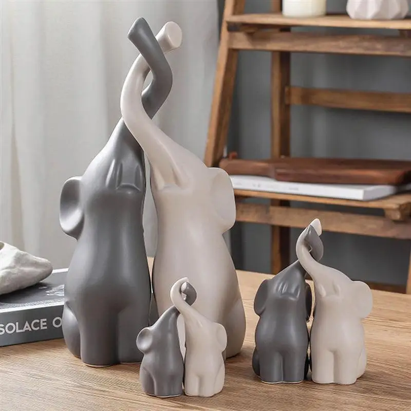 

Керамические фигурки слона для пар, 2 шт., миниатюрные украшения животных для гостиной, ТВ-кабинета, размер S/M
