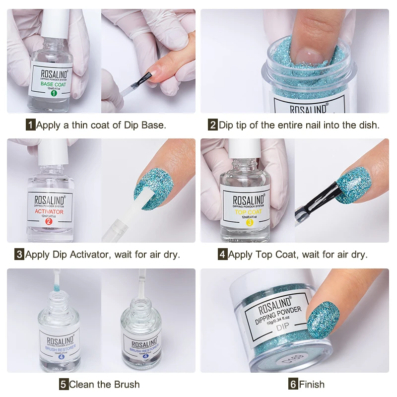 ROSALIND Dip Powder Nail Art Polish Holographic Glitter Gradient Shining Chrome Pigment Dipping Set Flakes Sequins | Красота и