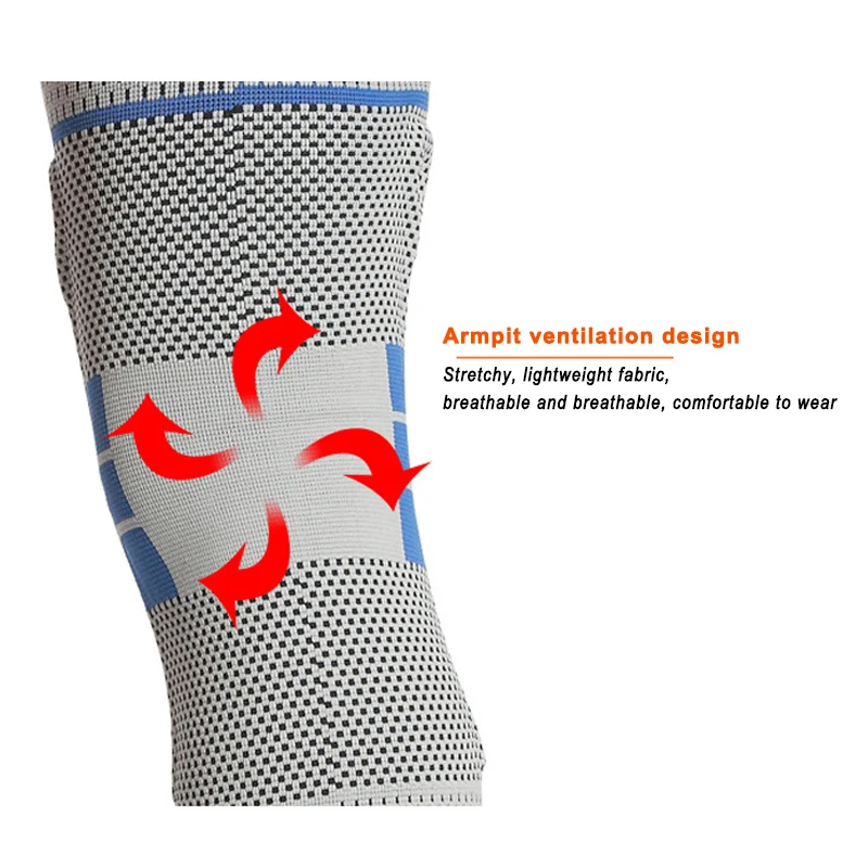 

Springs Support Knee Brace Protector Elastic Silicone Breathable Pads for Fitness Sport N66