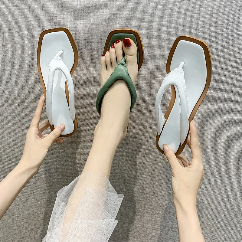 

2020 Fashion Woman's Sandals Summer Shoes Gladiator Beach Sandals Flip Flops White Block Heels Mule sandals Slippers size 35-40