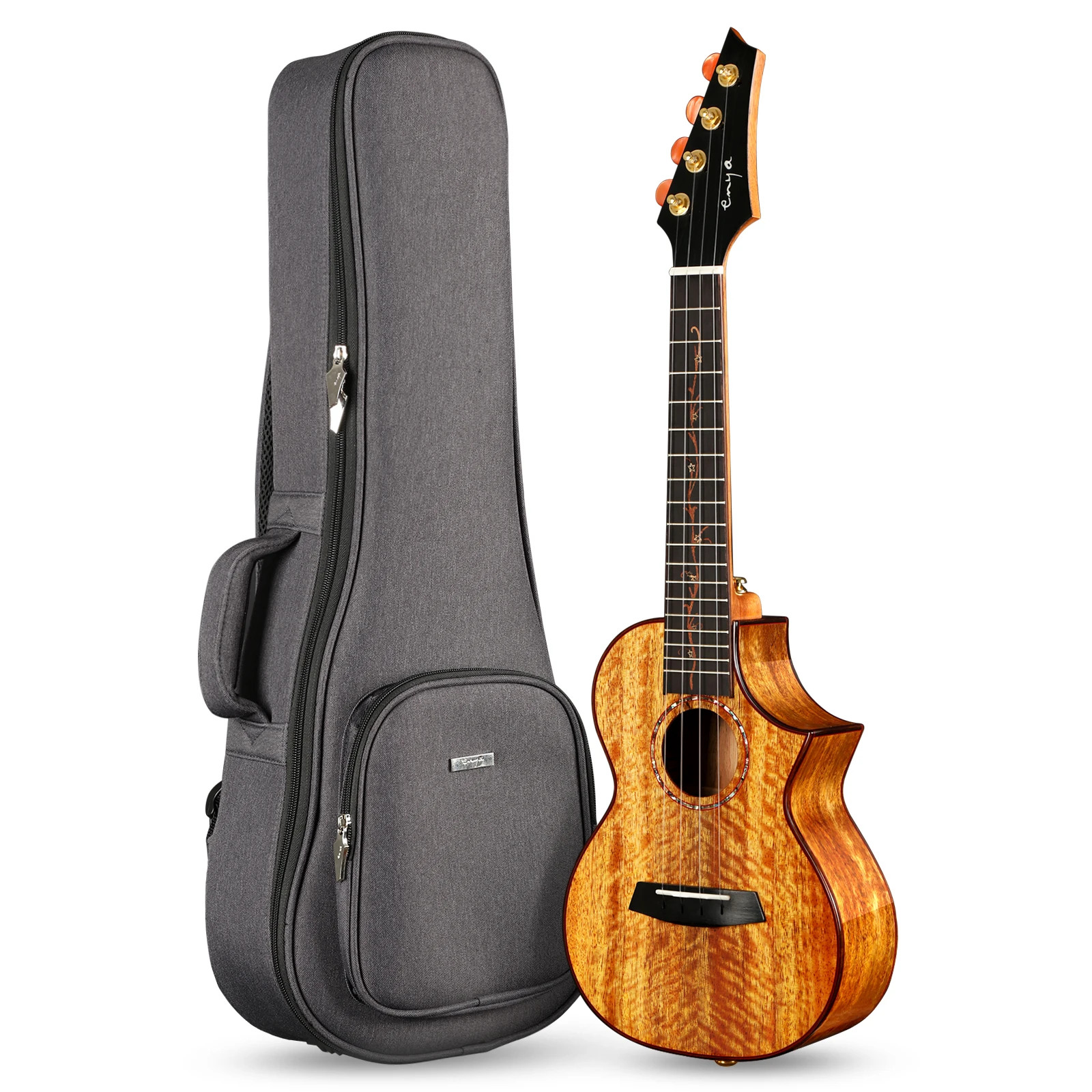 

Enya Concert Tenor Ukulele 23inch 26inch All 5A Solid Mango Wood High Gloss Finish Electric Ukelele with Premium Gig Bag Strap