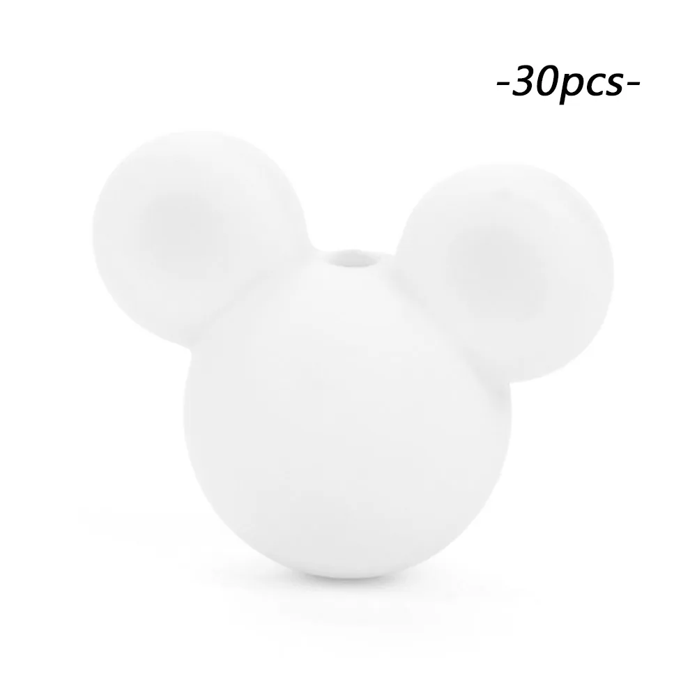 snow LOFCA 30 шт Микки силиконовые бусины BPA бесплатно мультфильм детские игрушки для прорезывания зубов пищевой силикон для кормления ожерелье для изготовления соски цепь - Цвет: snow