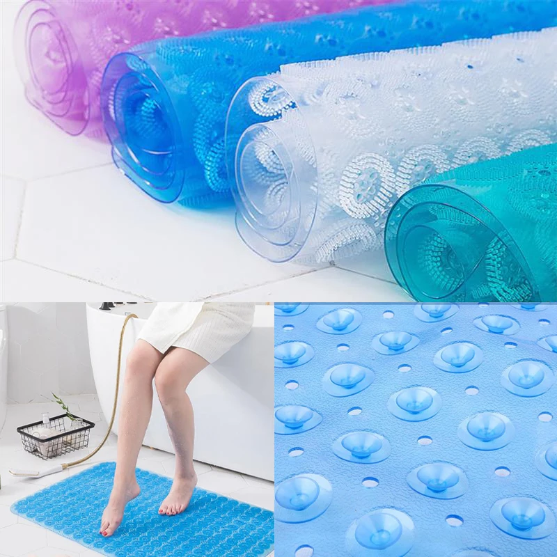 

New PVC Bath Mat For Toilet Shower Bath Mat Suction Non-slip Suction Cup Bath Mat Set