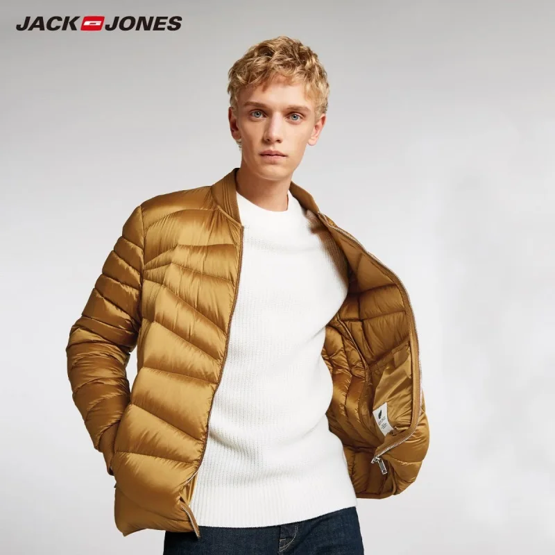 JackJones Для мужчин зимняя куртка Бейсбольным воротником короткая теплая куртка-пуховик 218412507 - Цвет: RICK YELLOW