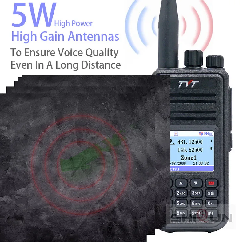 Популярная TYT рация пмр GPS двухдиапазонный UHF VHF Tier1/2 цифровой 5 вт md380 с функцией