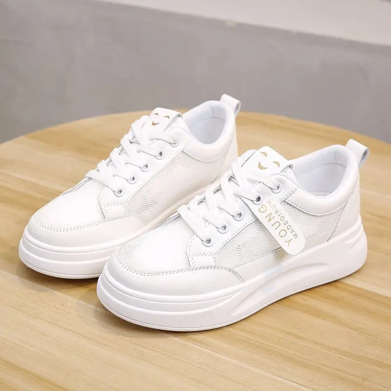 

Сетчатая обувь, Новинка лета 2021, модная повседневная обувь на платформе с круглым носком, Корейская Студенческая Белая обувь, женская обувь,...