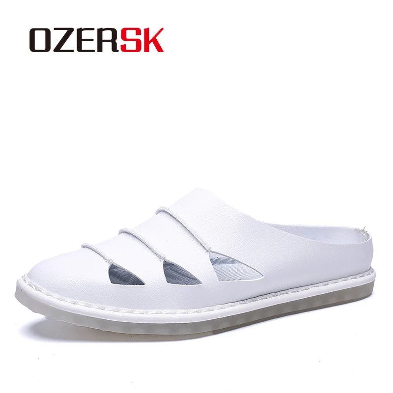 

OZERSK Fashion Hollow Sandals Men Summer Shoes Casual Flat Sandals Men Breathable Air Leather Sandals Couple Shoes Sandalias