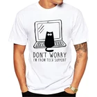 TEEHUB мужские топы с коротким рукавом, модная футболка с техническим котом, Забавные футболки с принтом черного кота, крутые футболки, незаменимая футболка