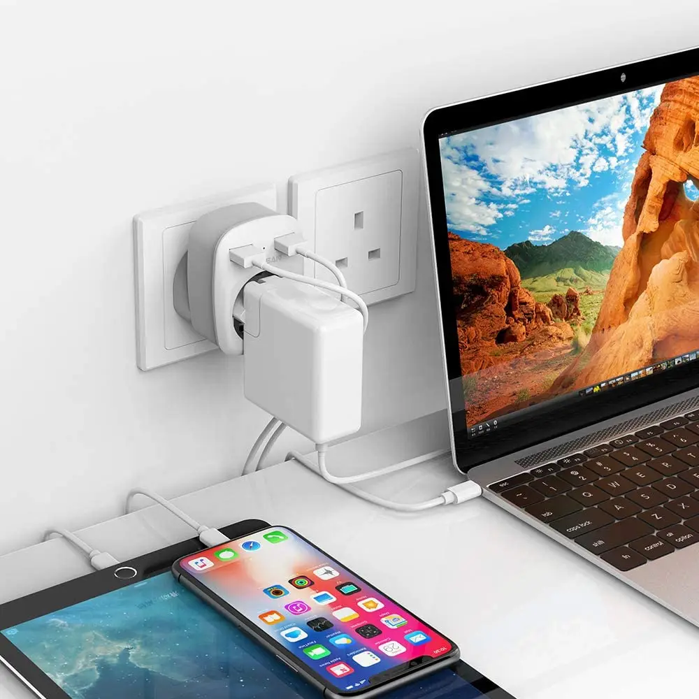 Дорожный адаптер питания TESSAN с 2 USB-портами 1 розетка переменного тока тип G -