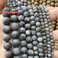 dull polish matte black labradorite larvikite stone beads round beads for jewelry making diy bracelets accessories 4 12mm 15