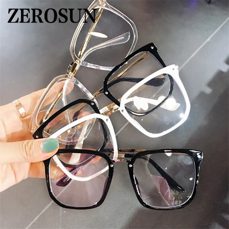 Zerosun прозрачные очки оправа для женщин негабаритных белые мужчин поддельные