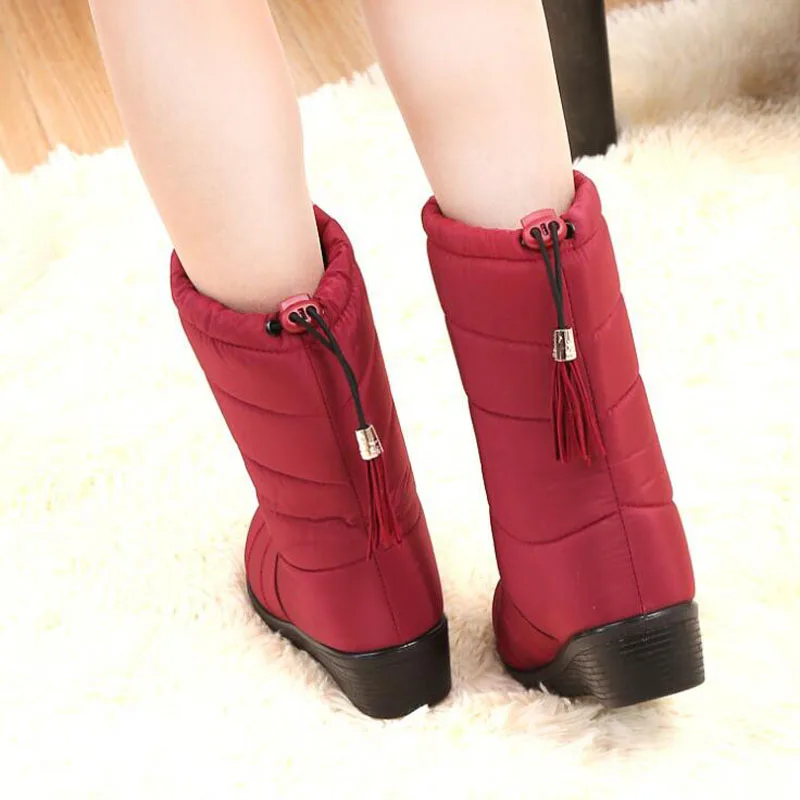 

Women Boots Mid-Calf Down Boots High Bota Waterproof Ladies Snow Winter Shoes Woman Plush Insole Botas Mujer Invierno