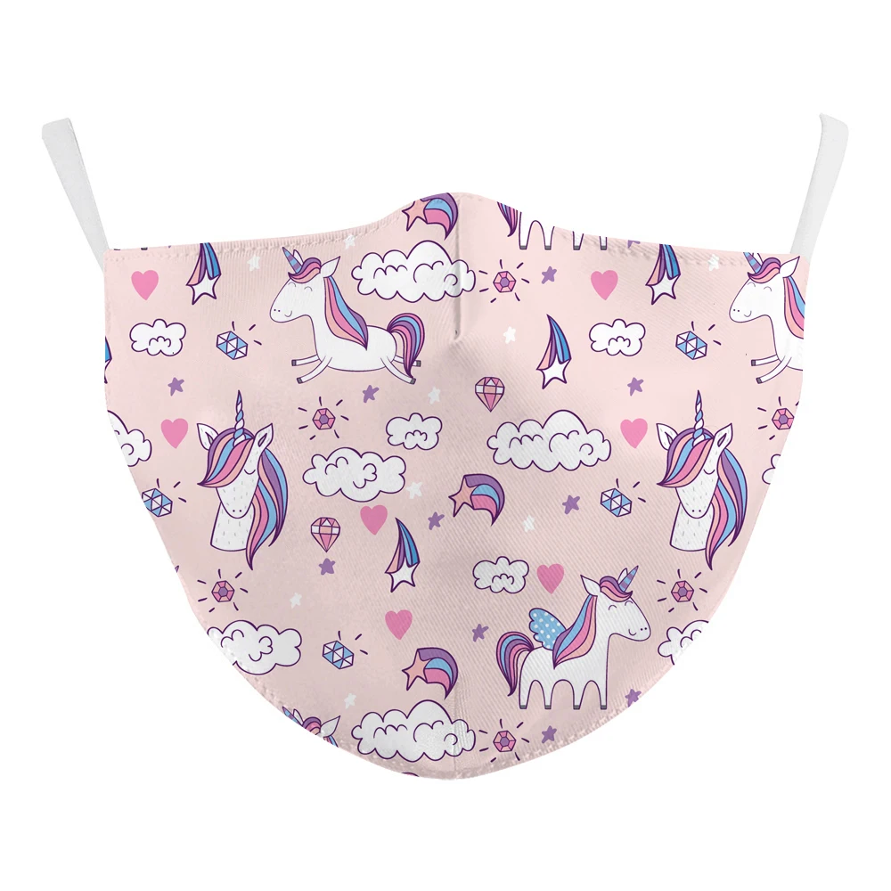Маска для многоразовый тканевый Единорог рисунком из мультфильма маски лица