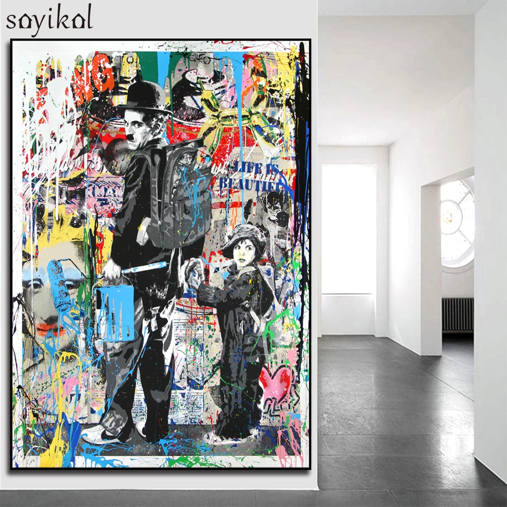 Всемирно известная Улица граффити Искусство Большой размер Современная Картина