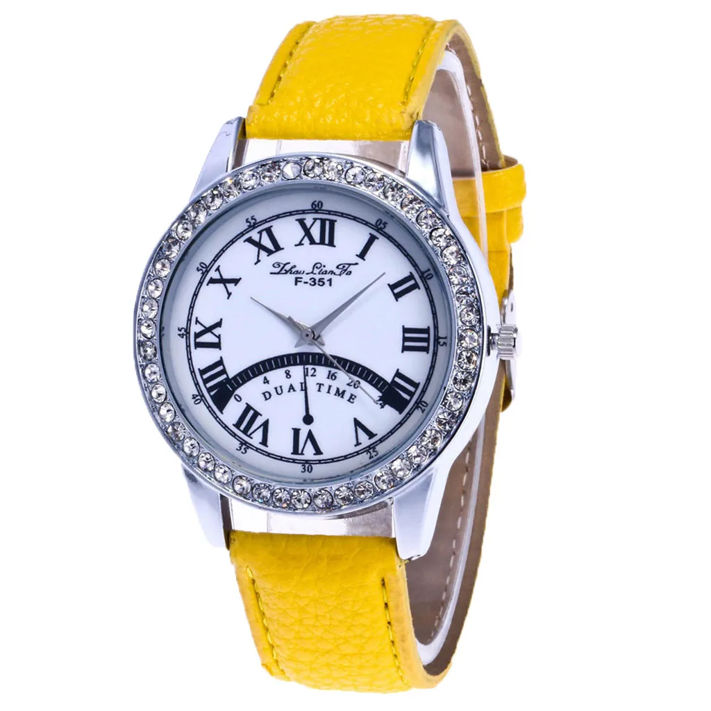 

Luxury Womens Watches Rhinestone White Leather Wrist Watches Ladies Woman Students Wristwatches Quartz Watch