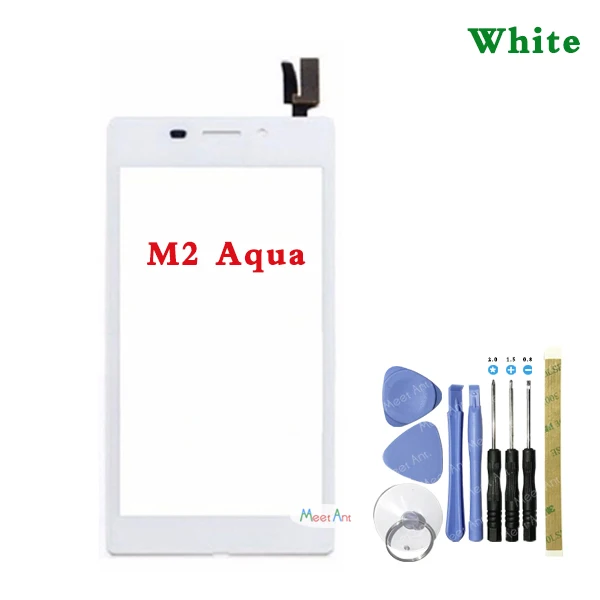 4," для sony Xperia M2 S50H D2302 D2303 D2305 D2306 и M2 Aqua D2403 сенсорный экран дигитайзер Передняя стеклянная Сенсорная панель объектива - Цвет: M2Aqua WhiteWithTool