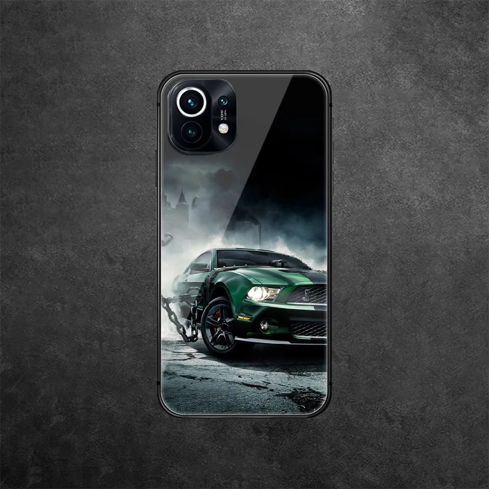 

Ford Mustang GT Car Tempered Glass Phone Case Cover For Xiaomi Mi Poco A F X 2 3 8 9 10 11 T Pro Lite Ultra Max Nfc Shell 3D