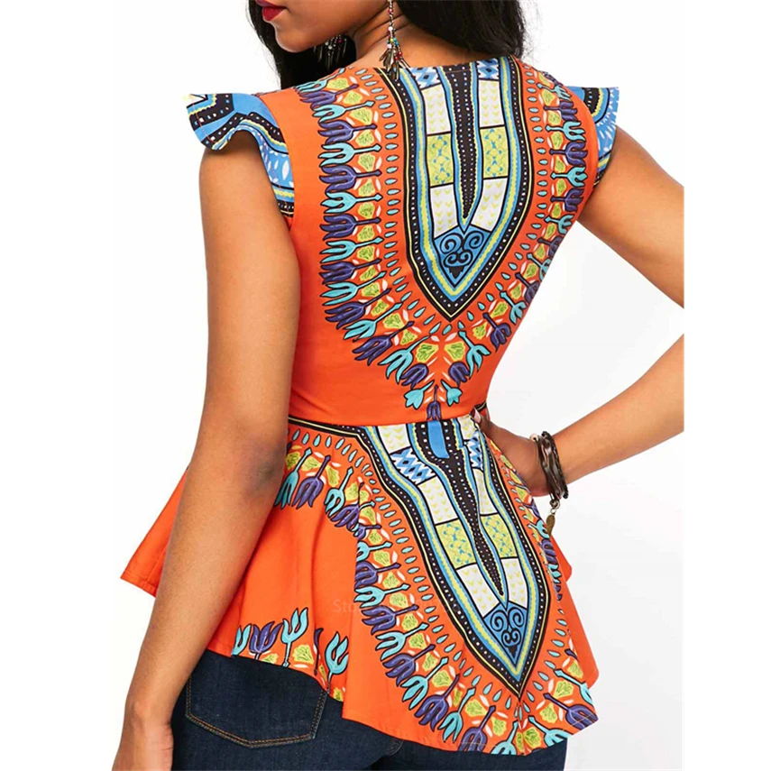 

Fashion African Clothes 2020 Top Dashiki Print Sexy Ankara Style Plus Size Summer T-shirts S-2XL Ethnic Short Sleeve Ladies