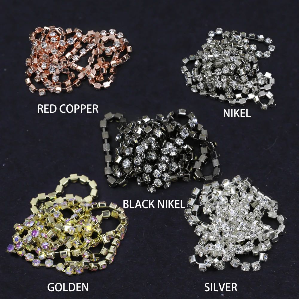 1 м стеклянные стразы медная чашка цепочка Блестящие кристаллы s отделка